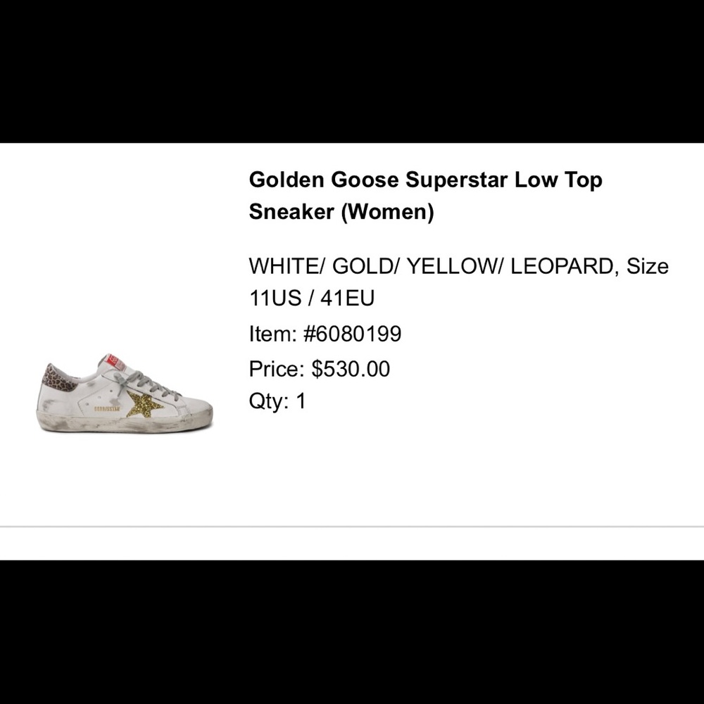 Golden Goose White Leather Sneakers with Gold Glitter Star and Leopard Heel - Picture 9 of 9